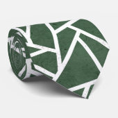 Groen en wit mozaïekpatroon stropdas (Opgerold)