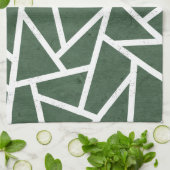 Groen en wit mozaïekpatroon theedoek (Gevouwen)