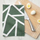 Groen en wit mozaïekpatroon theedoek (Quarter Fold)