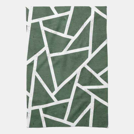Groen en wit mozaïekpatroon theedoek (Verticaal)