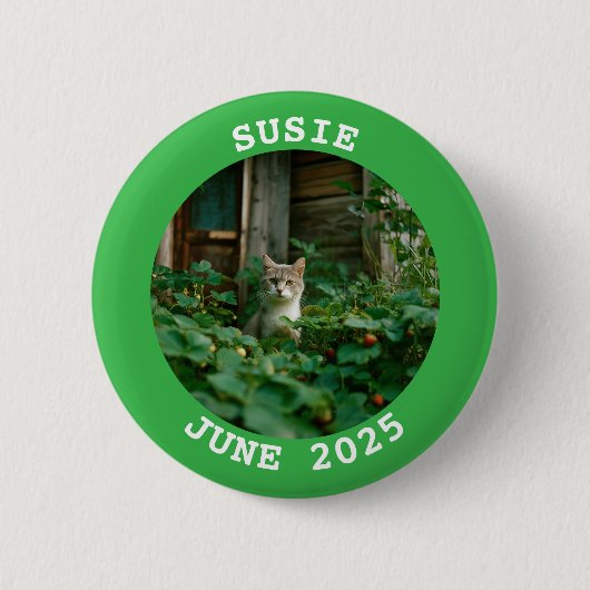 Groen en Wit Naam Ronde Familiefoto Ronde Button 5,7 Cm (Voorkant)
