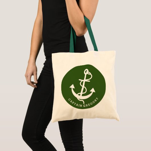 Groen en wit Nautisch Anker 2 Canvas tas (Voorkant (product))