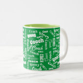Groen en wit, op maat gesneden Coach Gift Name Art Tweekleurige Koffiemok (Voorkant rechts)