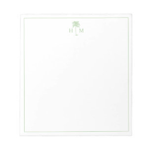 Groen en wit palm palmetto boom monogram notitieblok