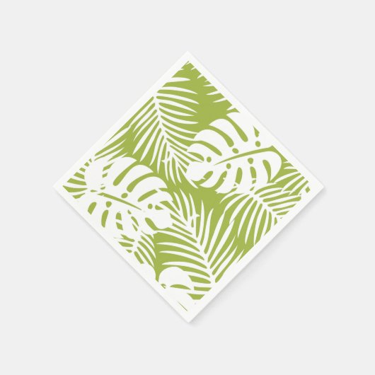 Groen en wit palmpapier servet (Hoek)