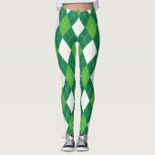 Groen en wit patroon leggings (Voorkant)