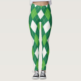 Groen en wit patroon leggings