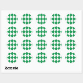Groen en wit patroon ronde sticker (Vel)