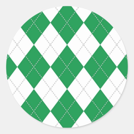 Groen en wit patroon ronde sticker (Voorkant)