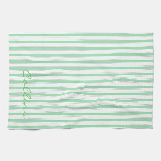 Groen en wit patroon theedoek (Horizontaal)