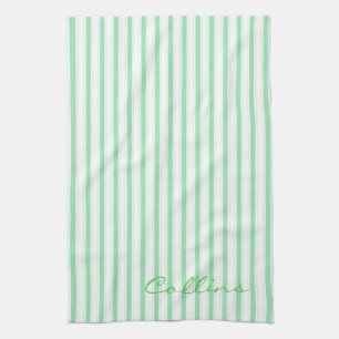 Groen en wit patroon theedoek