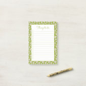 Groen en wit patroon van Floral Daisy om Lijst te  Post-it® Notes (Op bureau)