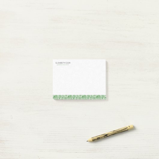 Groen en wit patroonpatroon post-it® notes (Op bureau)