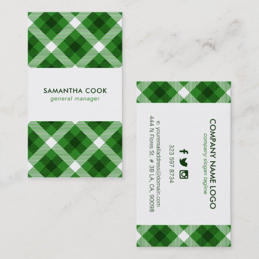 Groen en wit patroonpatroon visitekaartje (Voorkant / Achterkant)