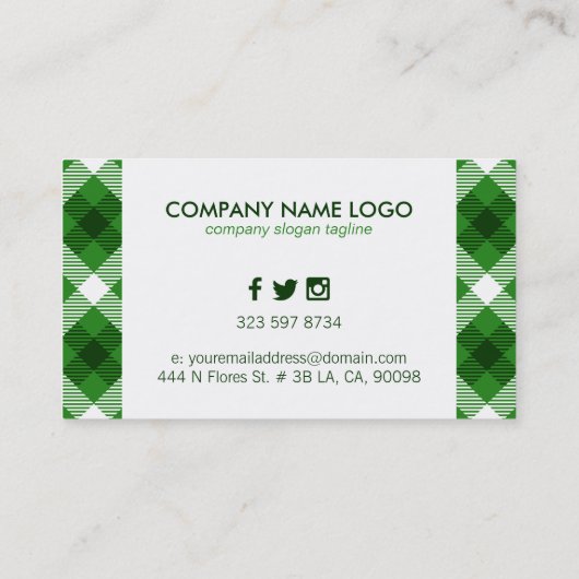 Groen en wit patroonpatroon visitekaartje (Achterkant)