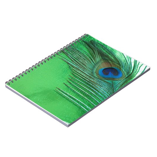 Groen en wit Peacock-stilstand Notitieboek (Linkerzijde)