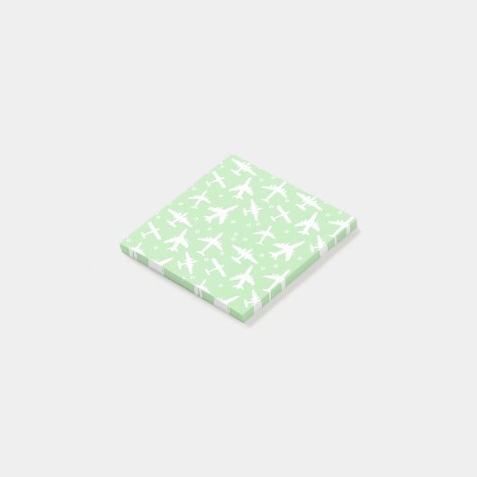 Groen en wit piloot post-it® notes (Schuin)