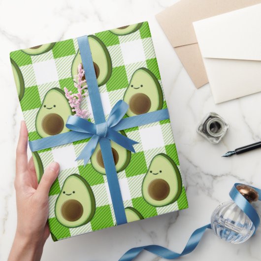 Groen en Wit Plaid Avocado Tartan Patroon Cadeaupapier (Geschenken)