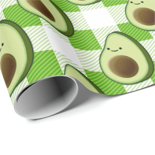 Groen en Wit Plaid Avocado Tartan Patroon Cadeaupapier (Rol Hoek)