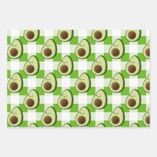 Groen en Wit Plaid Avocado Tartan Patroon Inpakpapier Vel (Voorkant 2)