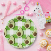 Groen en Wit Plaid Avocado Tartan Patroon Papieren Bordje (Feest)