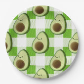 Groen en Wit Plaid Avocado Tartan Patroon Papieren Bordje (Voorkant)