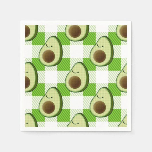 Groen en Wit Plaid Avocado Tartan Patroon Servet (Voorkant)