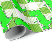 Groen en Wit Plaid Dino Tartan Patroon Cadeaupapier (Rol Hoek)