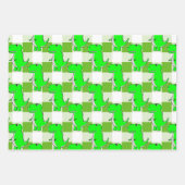 Groen en Wit Plaid Dino Tartan Patroon Inpakpapier Vel (Voorkant)