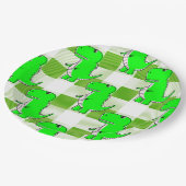 Groen en Wit Plaid Dino Tartan Patroon Papieren Bordje (Gekanteld)