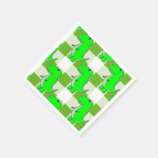 Groen en Wit Plaid Dino Tartan Patroon Servet (Hoek)
