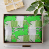 Groen en Wit Plaid Dino Tartan Patroon Tissuepapier (Geschenk)