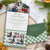 Groen en Wit Plaid Holiday Trifold Kaart