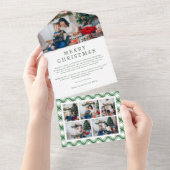 Groen en Wit Plaid Holiday Trifold Kaart (Afscheurbaar)
