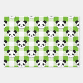 Groen en Wit Plaid Panda Beer Tartan Pattern Inpakpapier Vel (Voorkant)