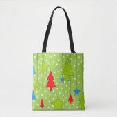 Groen en wit pokadots kerstboompatroon tote bag (Voorkant)