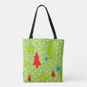 Groen en wit pokadots kerstboompatroon tote bag (Achterkant)