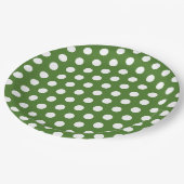 Groen en wit polka dot feestje papieren bordje (Gekanteld)