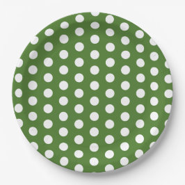 Groen en wit polka dot feestje  papieren bordje