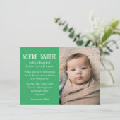 Groen en Wit Polka-dot Foto Baby Zegen Kaart (Staand voorkant)