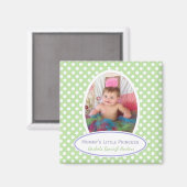 Groen en wit Polka-dot: ingelijste fotomagneet Magneet (Voorkant / Achterkant)