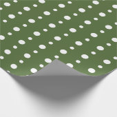 Groen en Wit Polka Dot Kerst Verpakking Papier (Hoek)