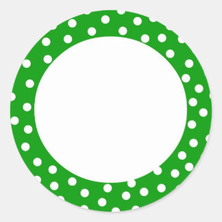 Groen en wit polka dot label