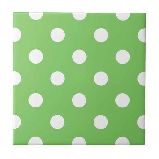 Groen en wit polka dot pattern tegel tegeltje (Voorkant)