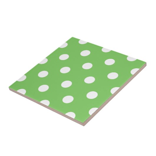 Groen en wit polka dot pattern tegel tegeltje (Zijkant)
