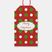 Groen en wit Polka stippen op kerst rood Cadeaulabel (Voorkant)