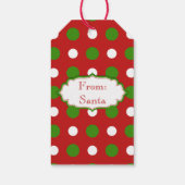 Groen en wit Polka stippen op kerst rood Cadeaulabel (Achterkant)