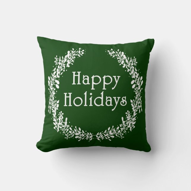 Groen en wit Prettige feestdagen Pillow Kussen (Voorkant)
