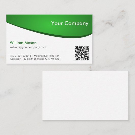 Groen en Wit QR, Professioneel Visitekaartje (Voorkant / Achterkant)