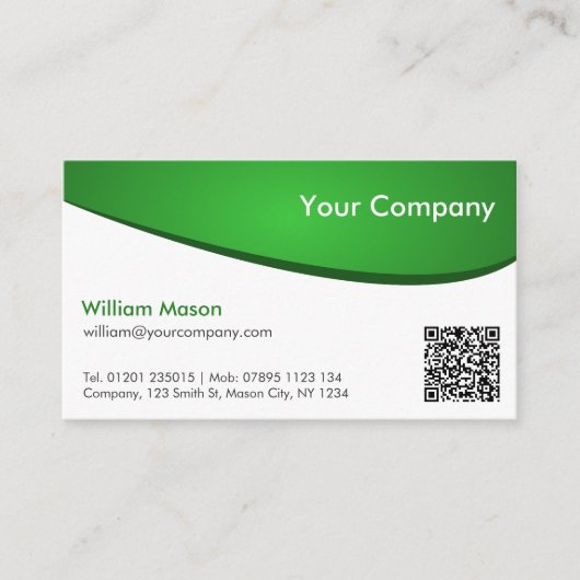 Groen en Wit QR, Professioneel Visitekaartje (Voorkant)